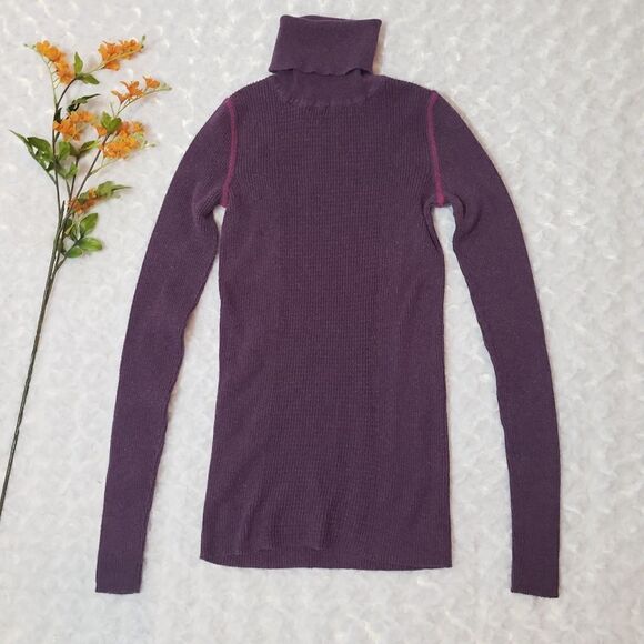 Y2K vintage Moda International size small pink purple long sleeve turtleneck - Picture 1 of 4